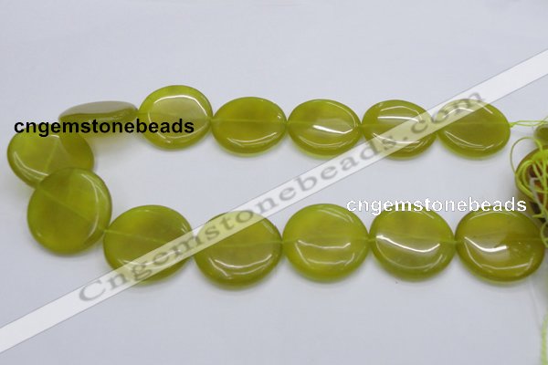 CKA240 15.5 inches 30mm flat round Korean jade gemstone beads