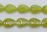 CKA255 15.5 inches 10*14mm flat teardrop Korean jade gemstone beads