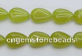 CKA255 15.5 inches 10*14mm flat teardrop Korean jade gemstone beads