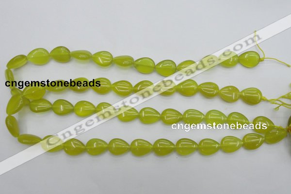 CKA256 15.5 inches 12*16mm flat teardrop Korean jade gemstone beads