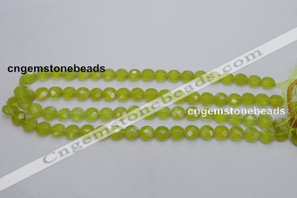 CKA265 15.5 inches 10mm faceted coin Korean jade gemstone beads