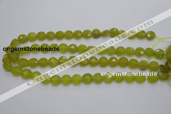 CKA266 15.5 inches 12mm faceted coin Korean jade gemstone beads