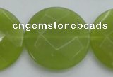 CKA268 15.5 inches 30mm faceted coin Korean jade gemstone beads