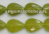 CKA275 15.5 inches 15*20mm faceted flat teardrop Korean jade gemstone beads