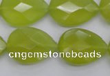 CKA276 15.5 inches 18*25mm faceted flat teardrop Korean jade gemstone beads