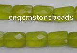 CKA280 15.5 inches 10*14mm faceted rectangle Korean jade gemstone beads