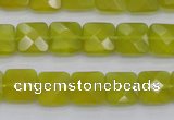 CKA285 15.5 inches 10*10mm faceted square Korean jade gemstone beads