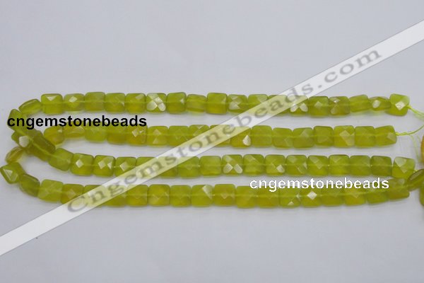 CKA285 15.5 inches 10*10mm faceted square Korean jade gemstone beads