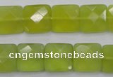 CKA286 15.5 inches 14*14mm faceted square Korean jade gemstone beads