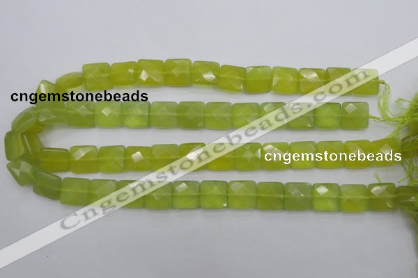 CKA286 15.5 inches 14*14mm faceted square Korean jade gemstone beads