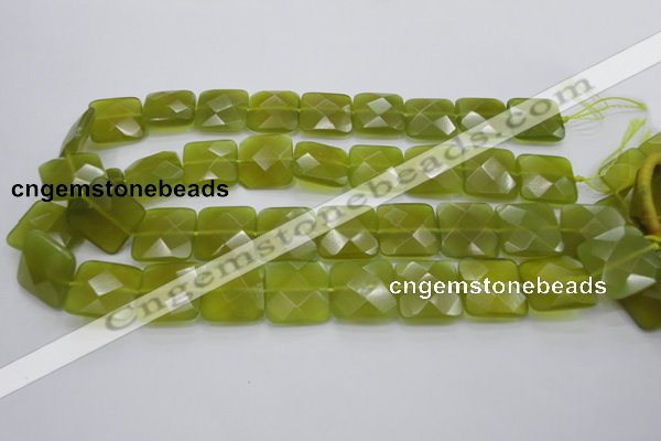 CKA287 15.5 inches 20*20mm faceted square Korean jade gemstone beads