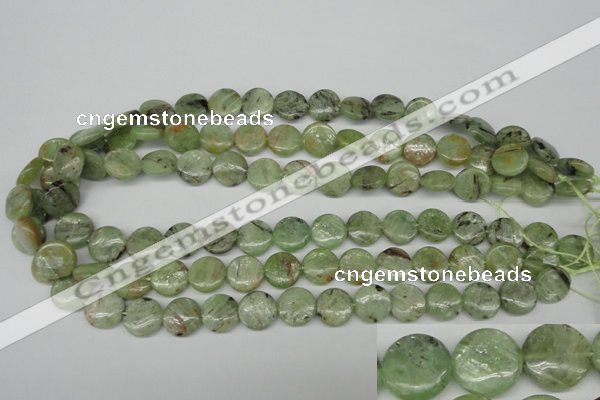 CKC254 15.5 inches 12mm flat round natural green kyanite beads