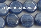 CKC514 15.5 inches 14mm flat round natural Brazilian kyanite beads