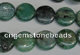 CKC60 15.5 inches 14mm flat round natural green kyanite beads