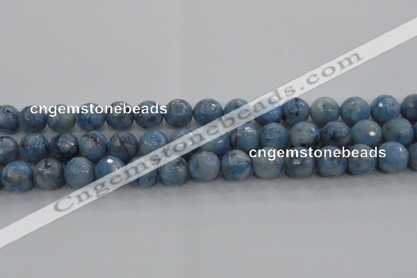 CKC705 15.5 inches 14mm faceted round imitation blue kyanite beads