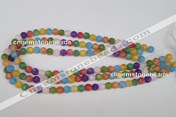 CKQ03 15.5 inches 8mm round matte dyed crackle quartz beads