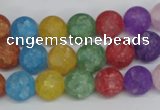 CKQ04 15.5 inches 10mm round matte dyed crackle quartz beads