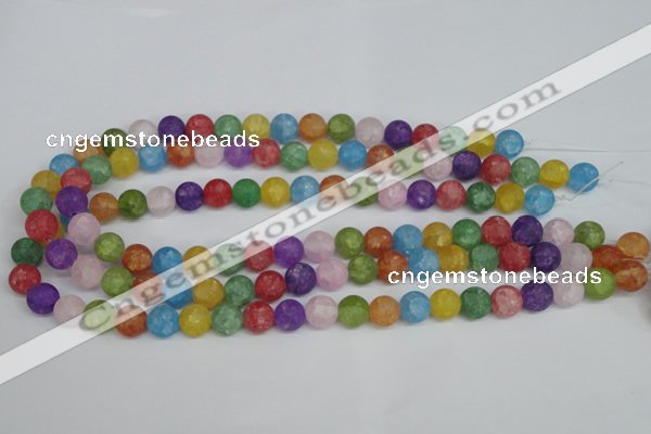 CKQ04 15.5 inches 10mm round matte dyed crackle quartz beads