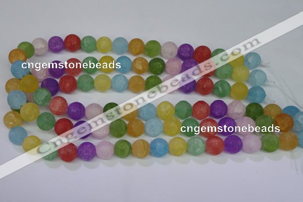 CKQ05 15.5 inches 12mm round matte dyed crackle quartz beads