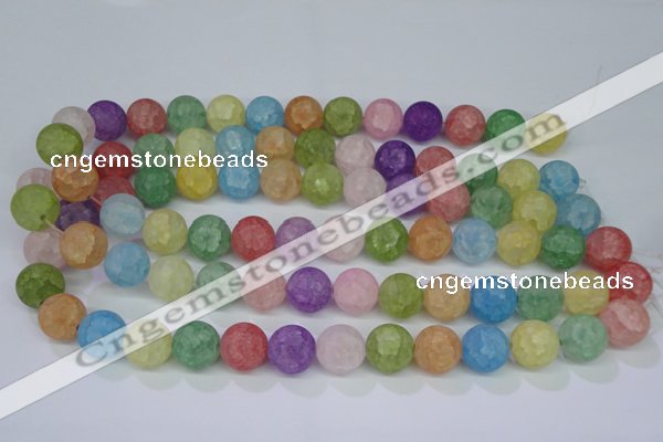 CKQ06 15.5 inches 14mm round matte dyed crackle quartz beads