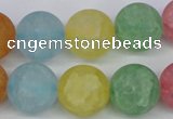 CKQ07 15.5 inches 16mm round matte dyed crackle quartz beads