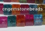 CKQ116 15.5 inches 10*10mm cube dyed crackle quartz beads