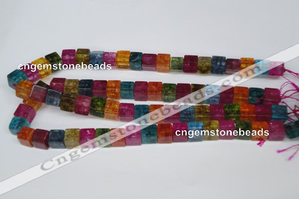CKQ116 15.5 inches 10*10mm cube dyed crackle quartz beads