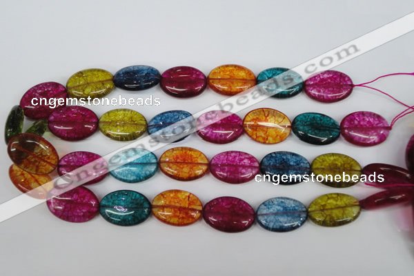 CKQ121 15.5 inches 18*25mm oval dyed crackle quartz beads
