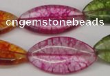 CKQ124 15.5 inches 15*30mm marquise dyed crackle quartz beads