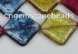 CKQ133 15.5 inches 25*25mm diamond dyed crackle quartz beads