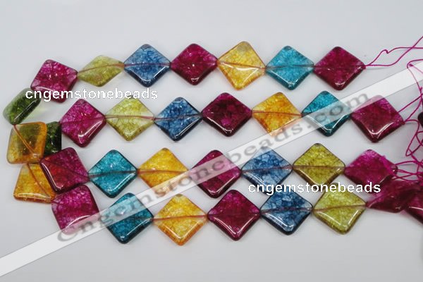 CKQ133 15.5 inches 25*25mm diamond dyed crackle quartz beads