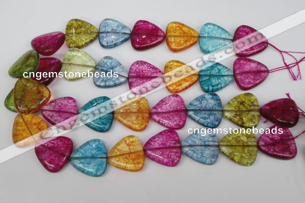 CKQ135 15.5 inches 20*20mm triangle dyed crackle quartz beads