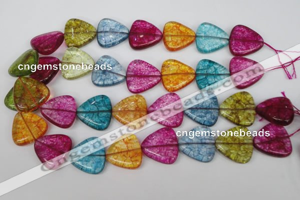 CKQ136 15.5 inches 25*25mm triangle dyed crackle quartz beads