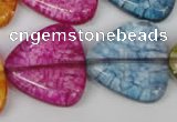 CKQ137 15.5 inches 30*30mm triangle dyed crackle quartz beads