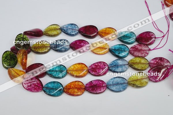 CKQ139 15.5 inches 18*25mm twisted oval dyed crackle quartz beads