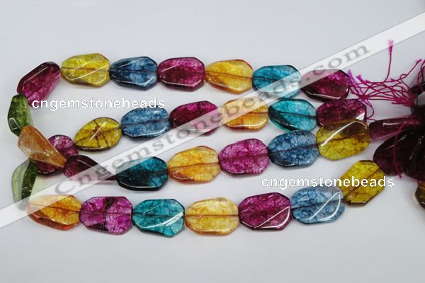 CKQ143 15.5 inches 20*30mm twisted rectangle dyed crackle quartz beads