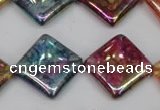 CKQ152 15.5 inches 20*20mm diamond AB-color crackle quartz beads