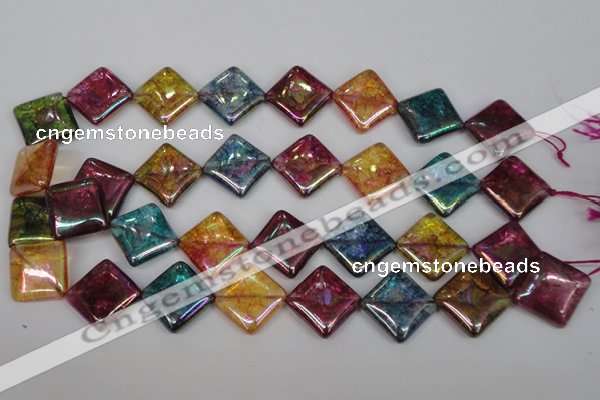 CKQ153 15.5 inches 25*25mm diamond AB-color crackle quartz beads