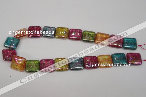 CKQ156 15.5 inches 25*25mm square AB-color crackle quartz beads