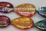 CKQ158 15.5 inches 18*25mm flat teardrop AB-color crackle quartz beads