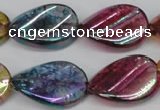 CKQ161 15.5 inches 18*25mm twisted oval AB-color crackle quartz beads