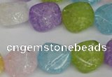 CKQ178 15.5 inches 16mm faceted coin dyed crackle quartz beads