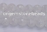 CKQ343 15.5 inches 6mm faceted round dyed crackle quartz beads