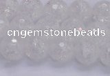 CKQ345 15.5 inches 10mm faceted round dyed crackle quartz beads