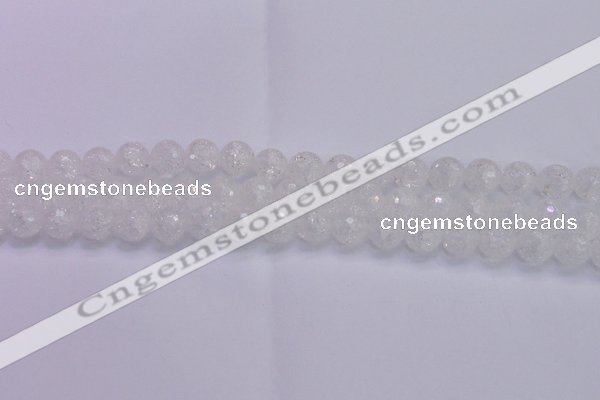 CKQ345 15.5 inches 10mm faceted round dyed crackle quartz beads