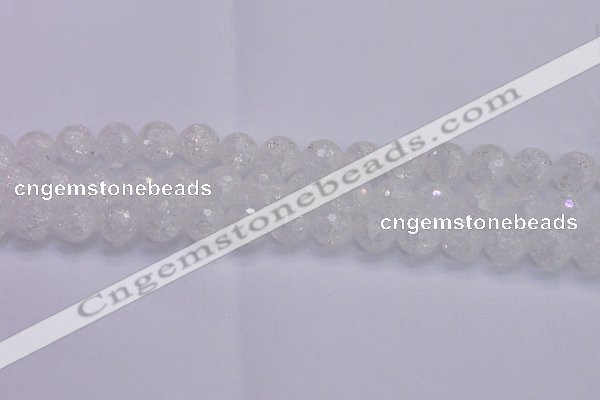 CKQ347 15.5 inches 14mm faceted round dyed crackle quartz beads