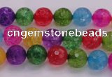 CKQ350 15.5 inches 6mm faceted round dyed crackle quartz beads