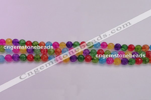CKQ350 15.5 inches 6mm faceted round dyed crackle quartz beads
