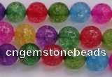 CKQ351 15.5 inches 8mm faceted round dyed crackle quartz beads