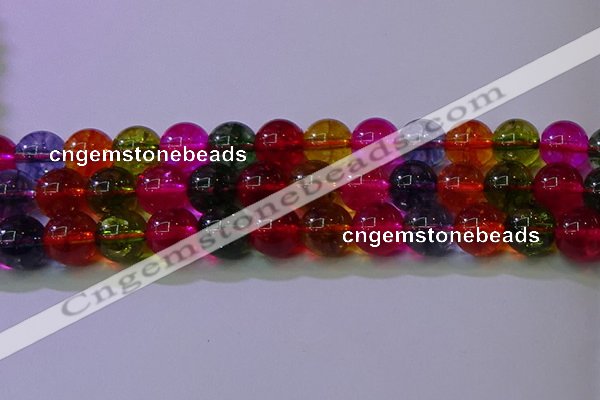 CKQ392 15.5 inches 8mm round dyed crackle quartz beads